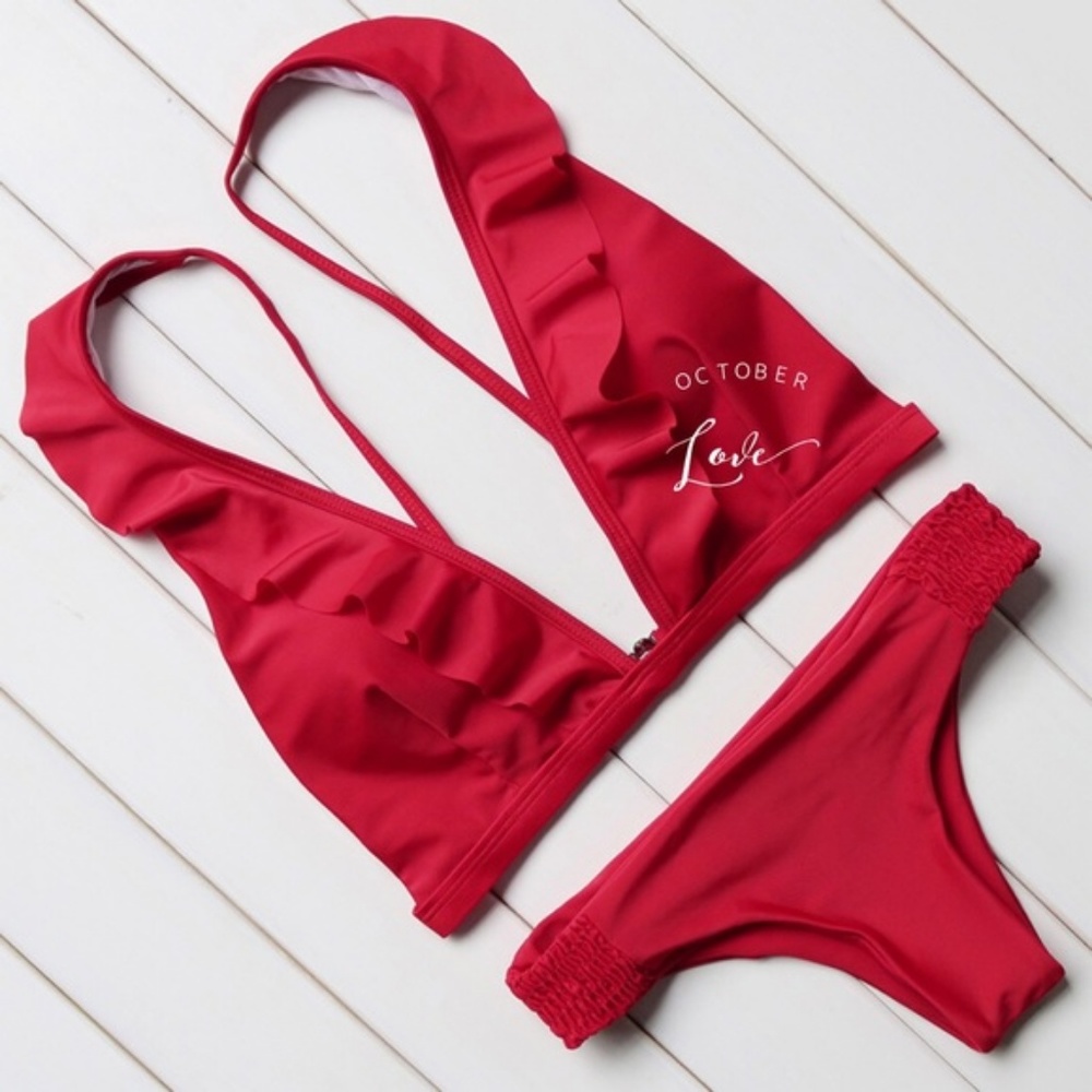 LAST 1!  NWT Red Ruffle Bikini,  M